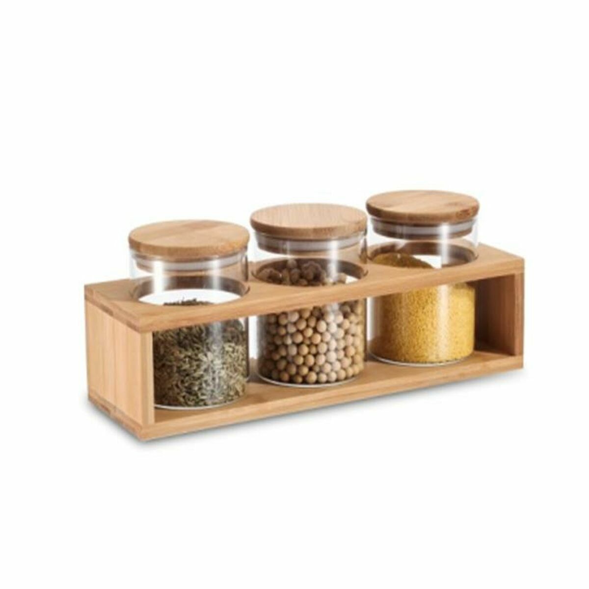 Dkd Home Decor Set De 3 Boites Dkd Home Decor 31 X 11 X 11,5 Cm Naturel Bambou Verre Borosilicaté