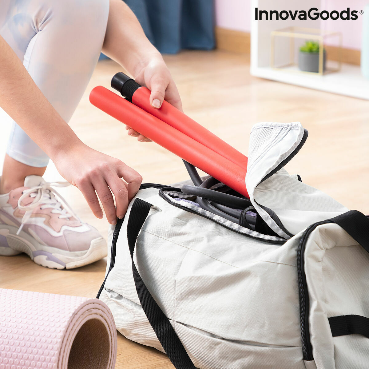 Innovagoods Barre De Fitness Avec Élastiques Et Guide D'exercice Innovagoods (Reconditionné A)