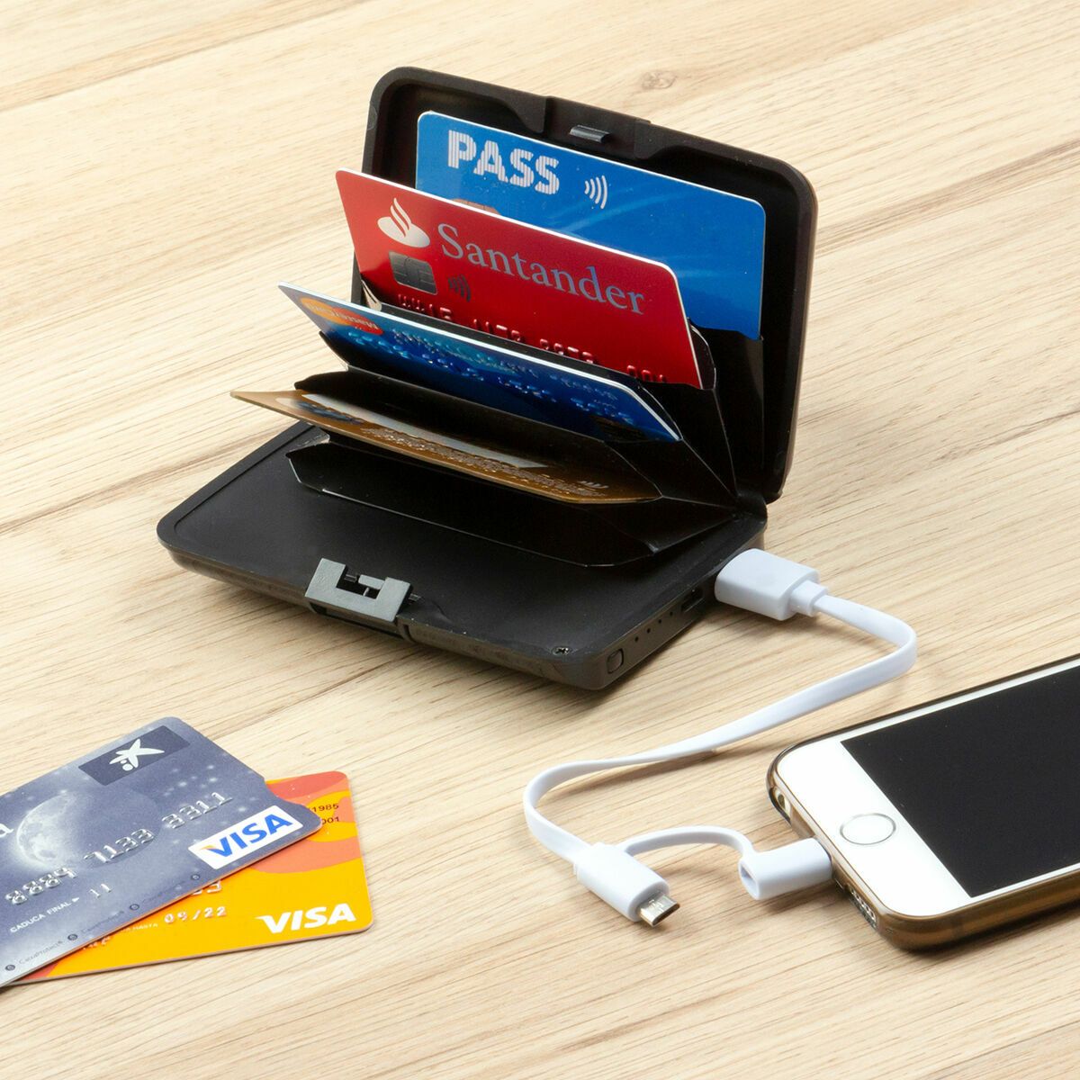 Innovagoods Porte-Cartes Avec Blocage Rfid Et Batterie Externe Sbanket Innovagoods