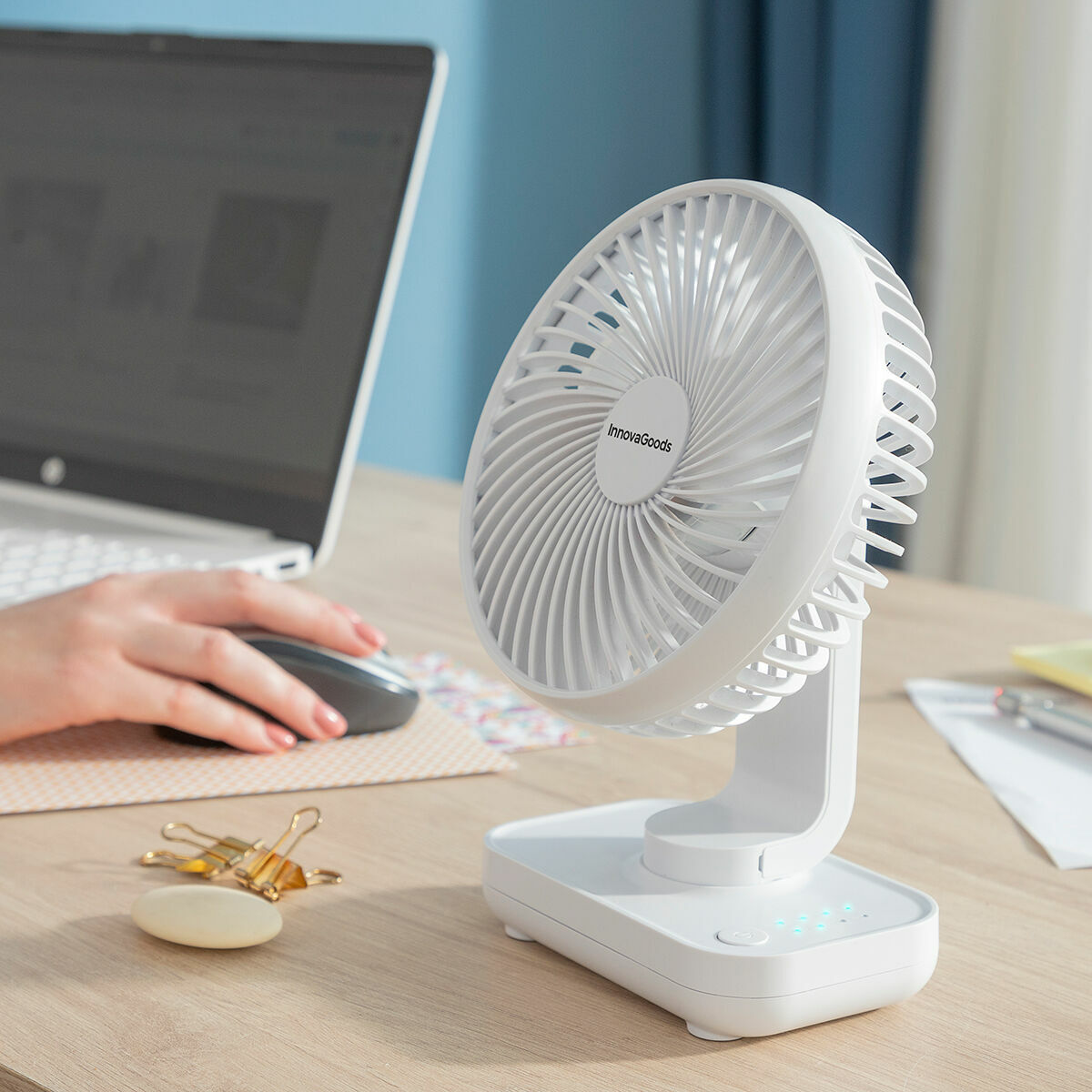 Innovagoods Ventilateur De Bureau Rechargeable Fanrec Innovagoods Ø5,4'' 3600 Mah / 13,3 W