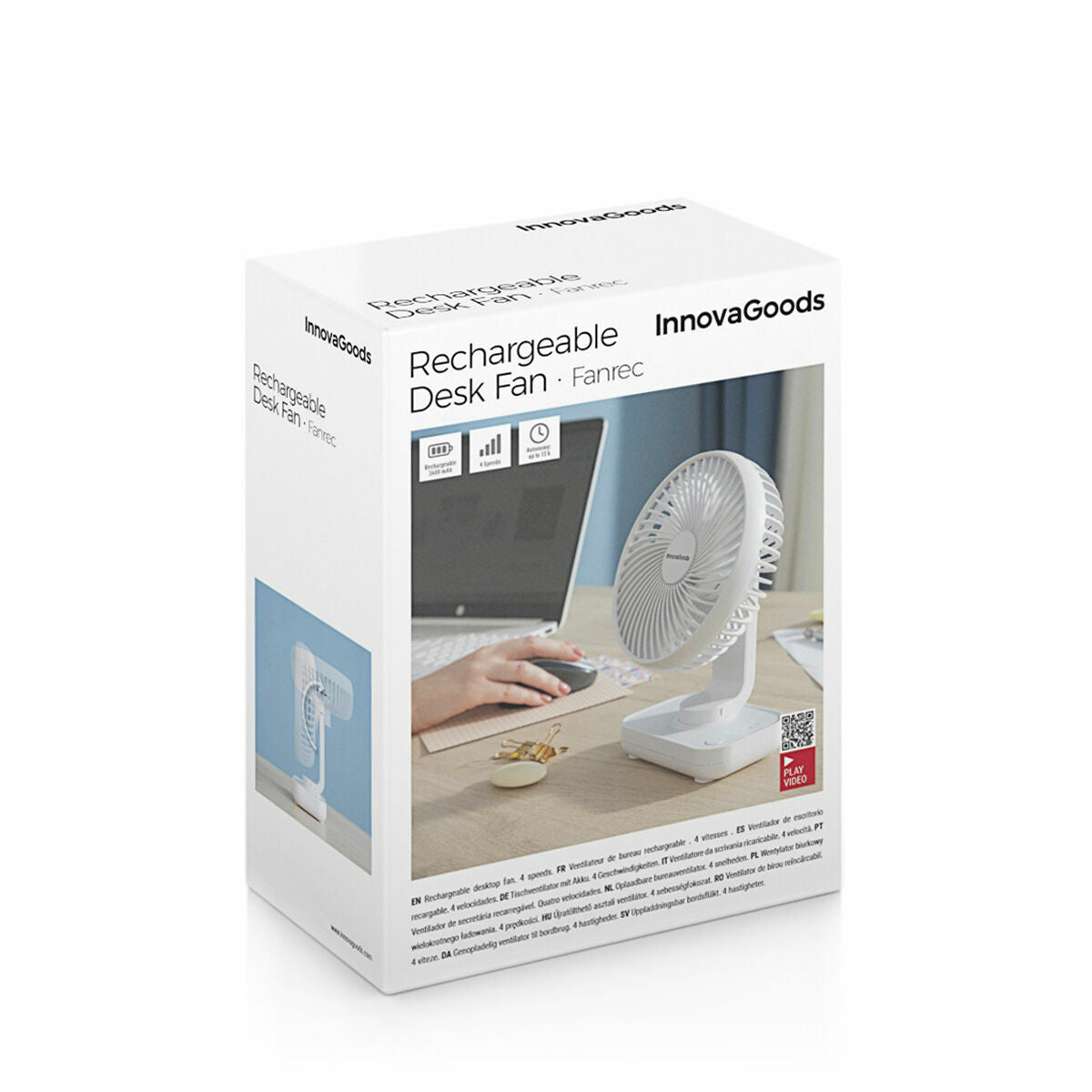 Innovagoods Ventilateur De Bureau Rechargeable Fanrec Innovagoods Ø5,4'' 3600 Mah / 13,3 W