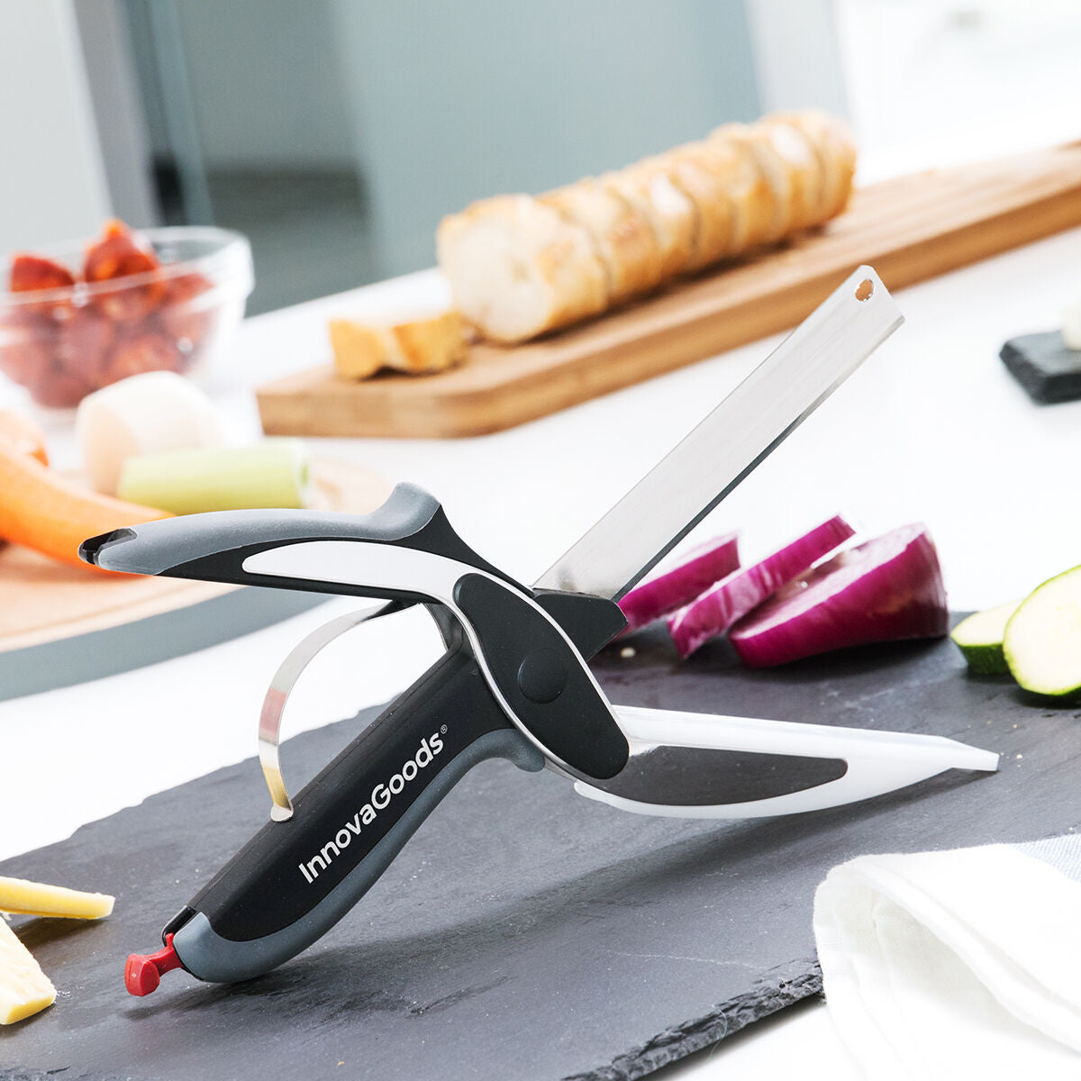 Innovagoods Couteau-Ciseau Avec Mini Planche À Découper Intégrée Scible Innovagoods