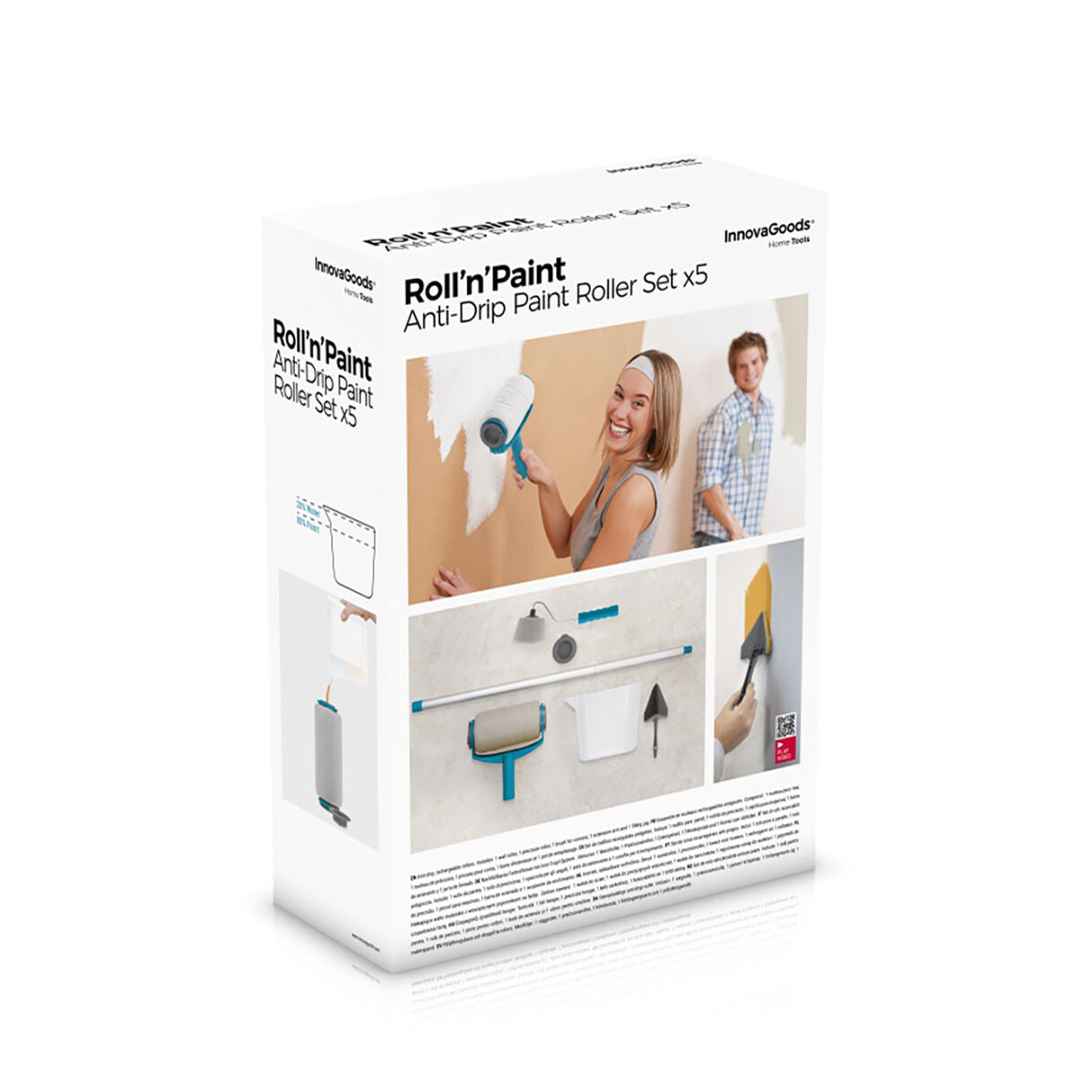 Innovagoods Ensemble De Rouleaux De Peinture Anti-Goutte Rechargeables Roll'n'paint Innovagoods 5 Pièces