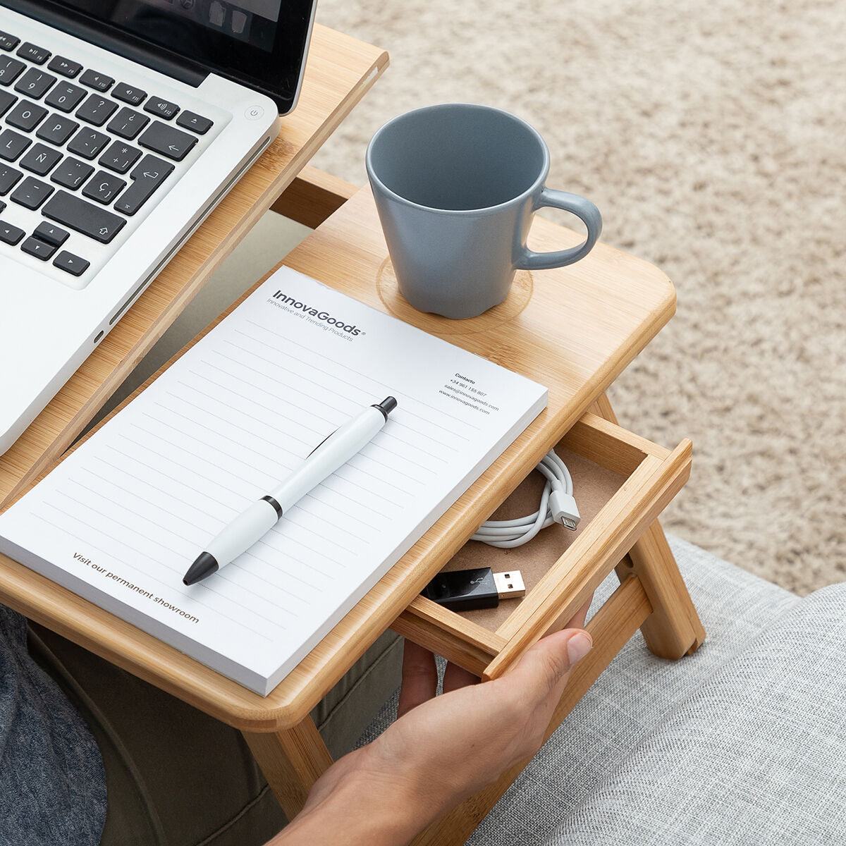 Innovagoods Table Pliante D'appoint En Bambou Lapwood Innovagoods