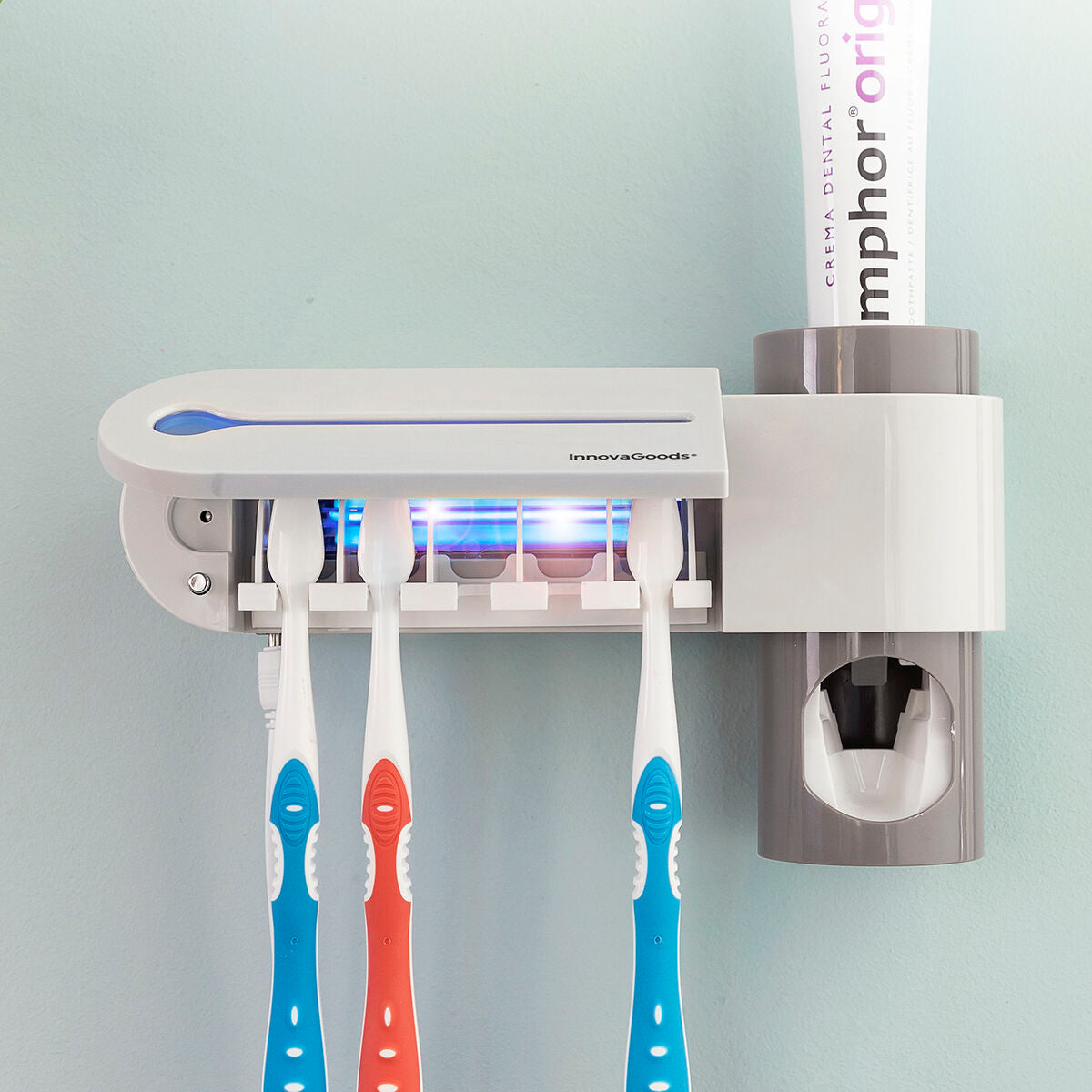 Innovagoods Stérilisateur Brosse À Dents Uv Avec Support Et Distributeur De Dentifrice Smiluv Innovagoods