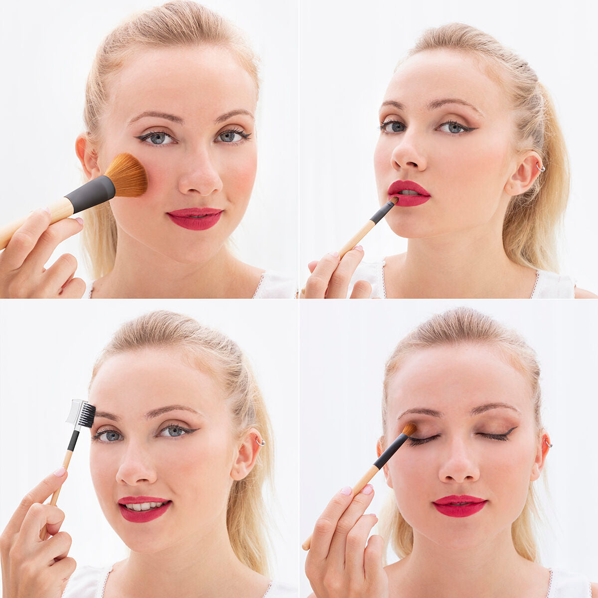 Innovagoods Ensemble De Pinceaux De Maquillage En Bois Avec Trousse Miset Innovagoods 5 Unités