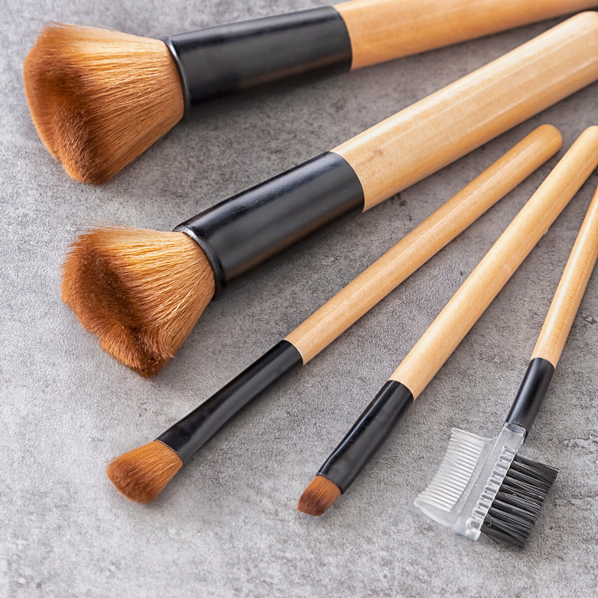 Innovagoods Ensemble De Pinceaux De Maquillage En Bois Avec Trousse Miset Innovagoods 5 Unités