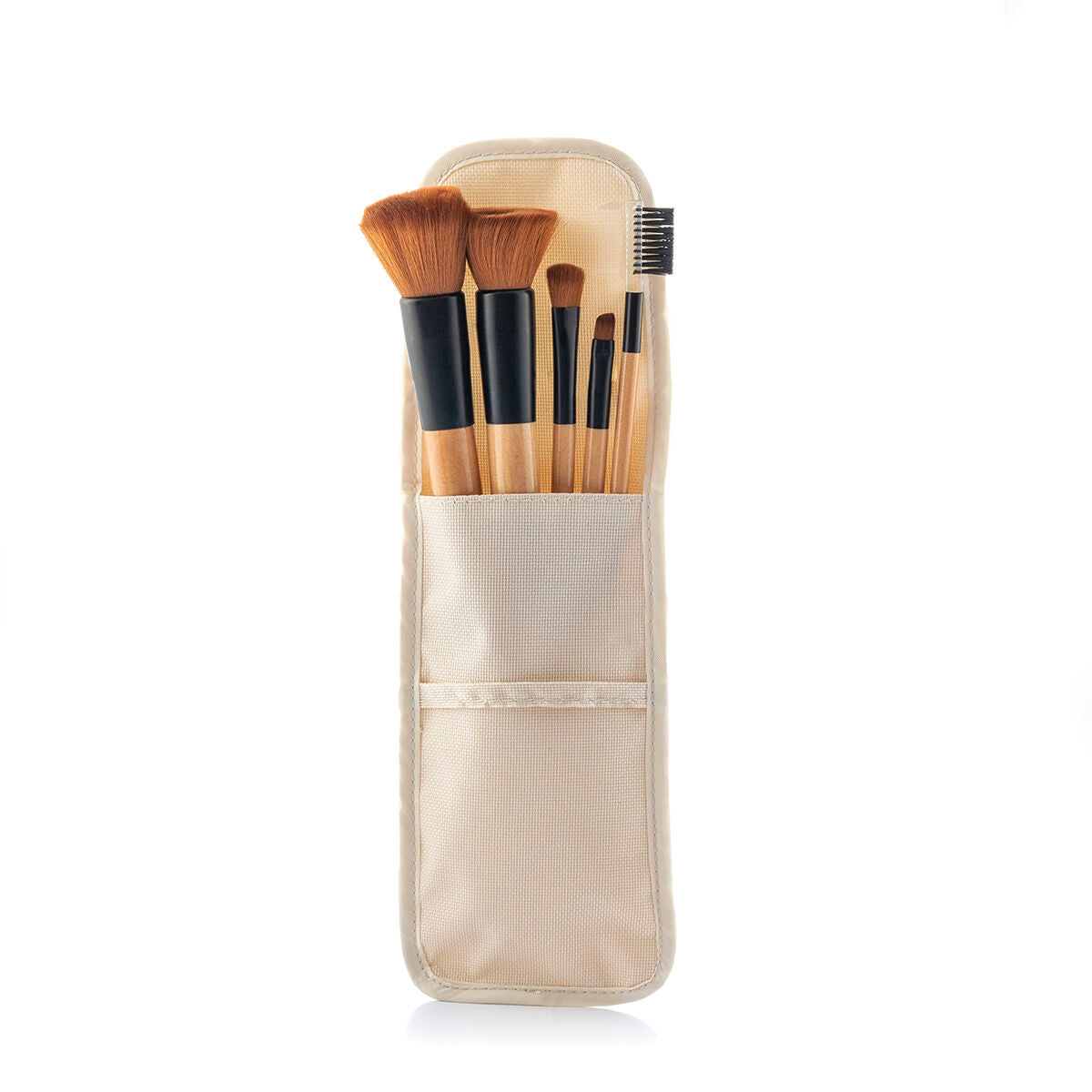 Innovagoods Ensemble De Pinceaux De Maquillage En Bois Avec Trousse Miset Innovagoods 5 Unités