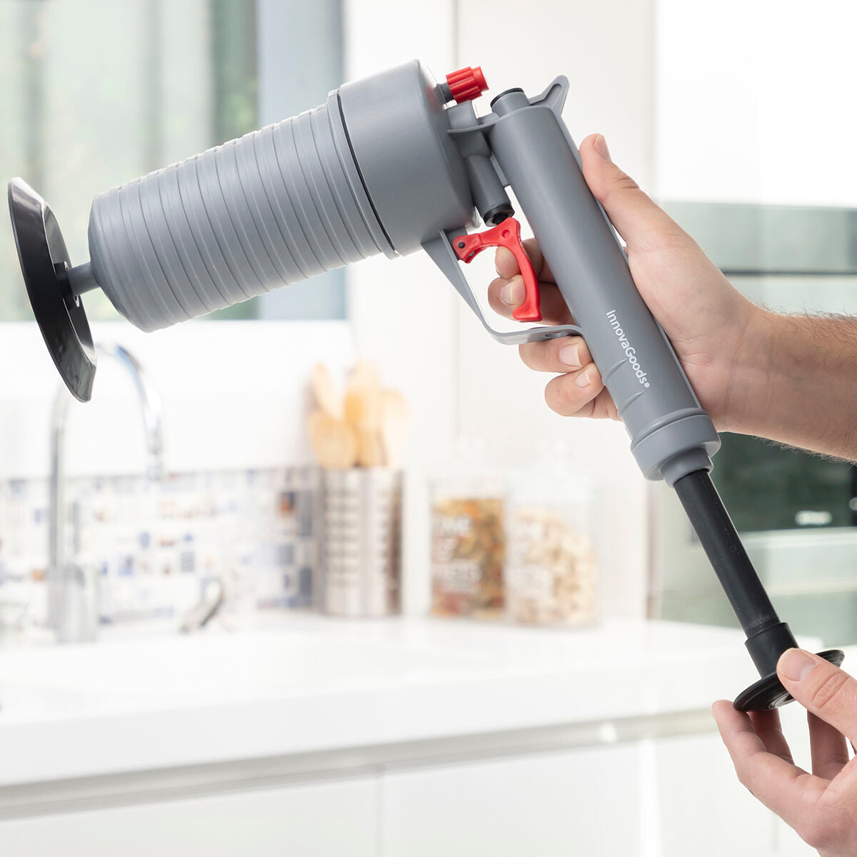 Innovagoods Pistolet Déboucheur À Air Comprimé Universel Avec Adaptateurs Klingun Innovagoods