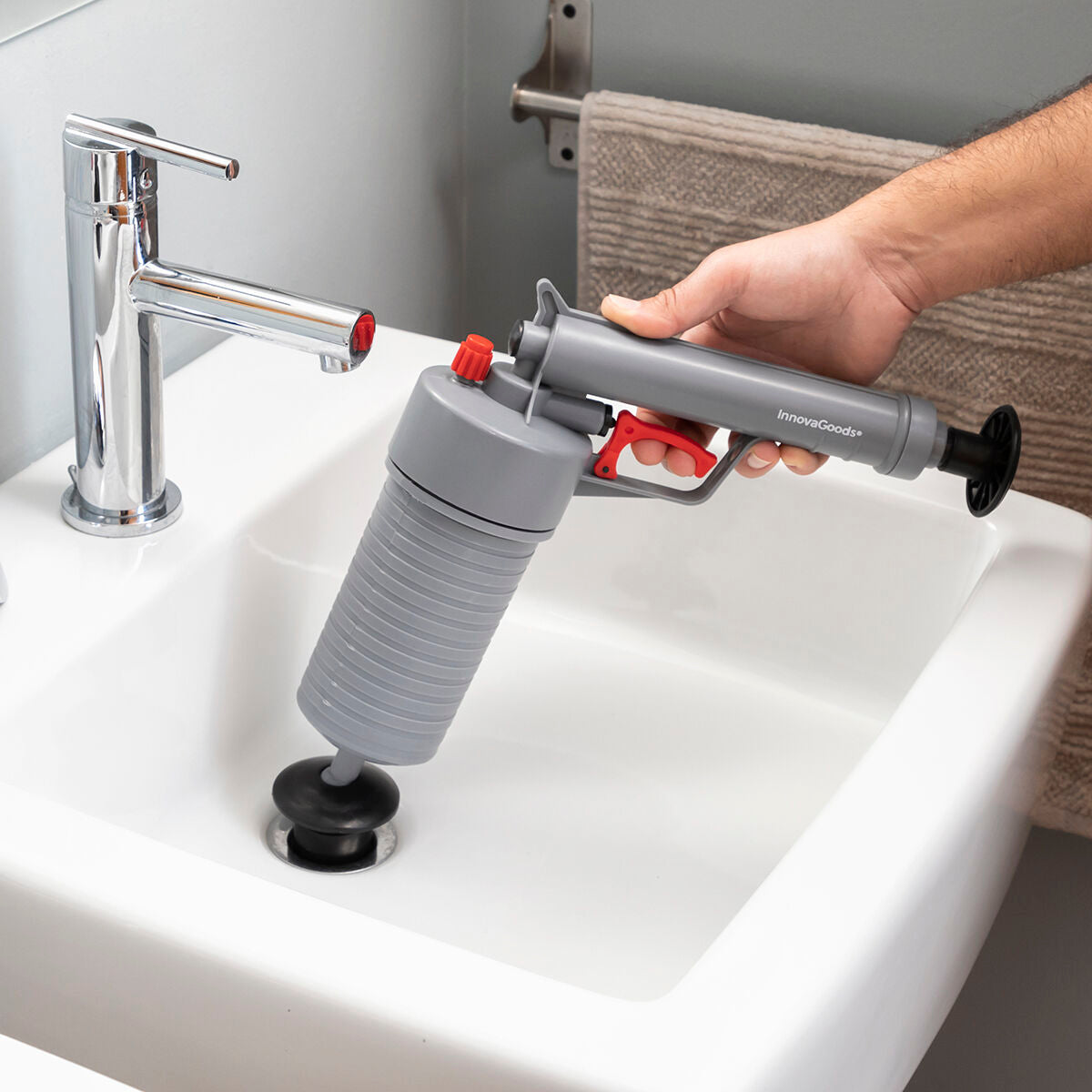 Innovagoods Pistolet Déboucheur À Air Comprimé Universel Avec Adaptateurs Klingun Innovagoods