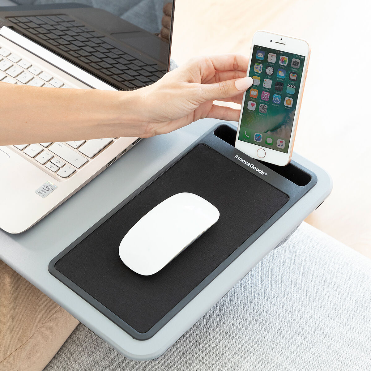 Innovagoods Bureau Portable D'ordinateur Avec Coussin Xl Deskion Innovagoods