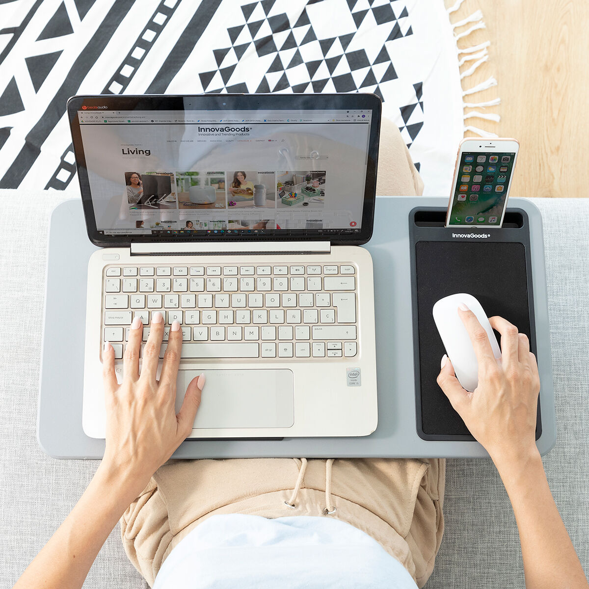 Innovagoods Bureau Portable D'ordinateur Avec Coussin Xl Deskion Innovagoods