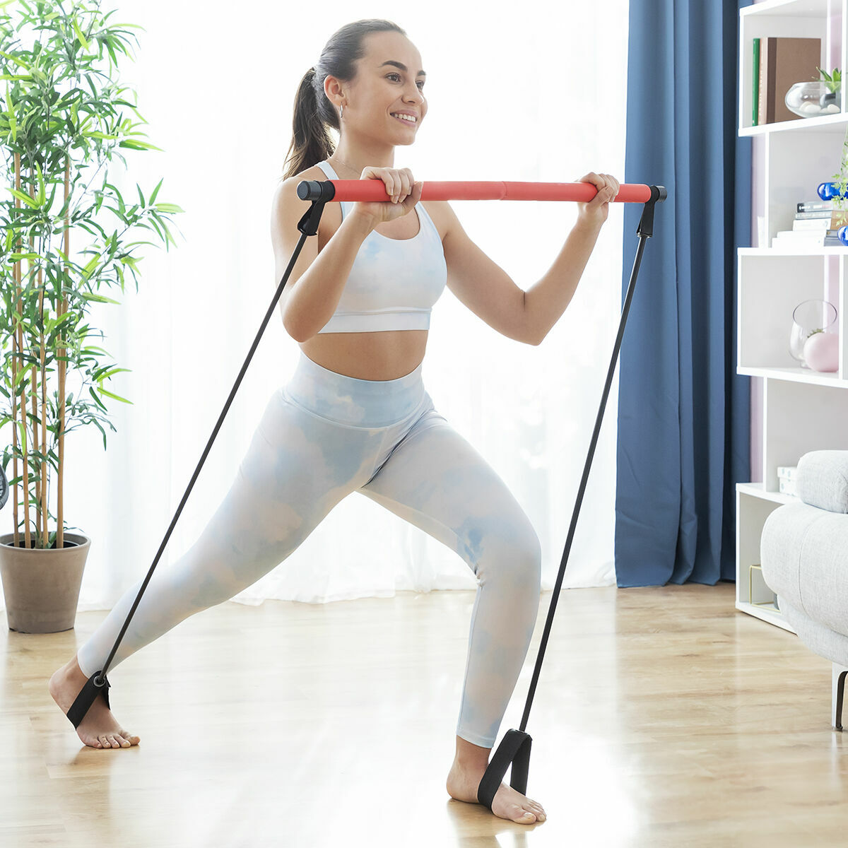 Innovagoods Barre De Fitness Avec Élastiques Et Guide D'exercice Innovagoods (Reconditionné A)
