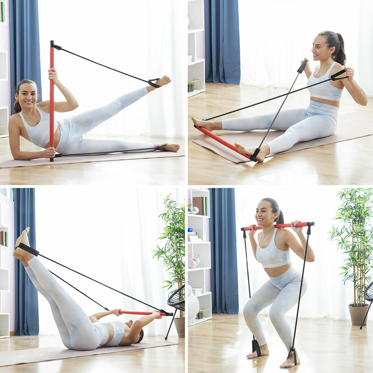 Innovagoods Barre De Fitness Avec Élastiques Et Guide D'exercice Innovagoods (Reconditionné A)