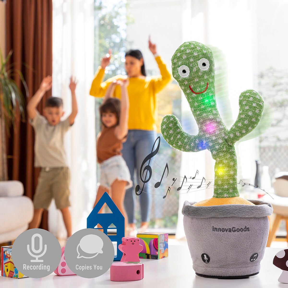 Innovagoods Cactus Dansant Et Parlant Rechargeable Avec Musique Et Led Multicolore Cacxi Innovagoods