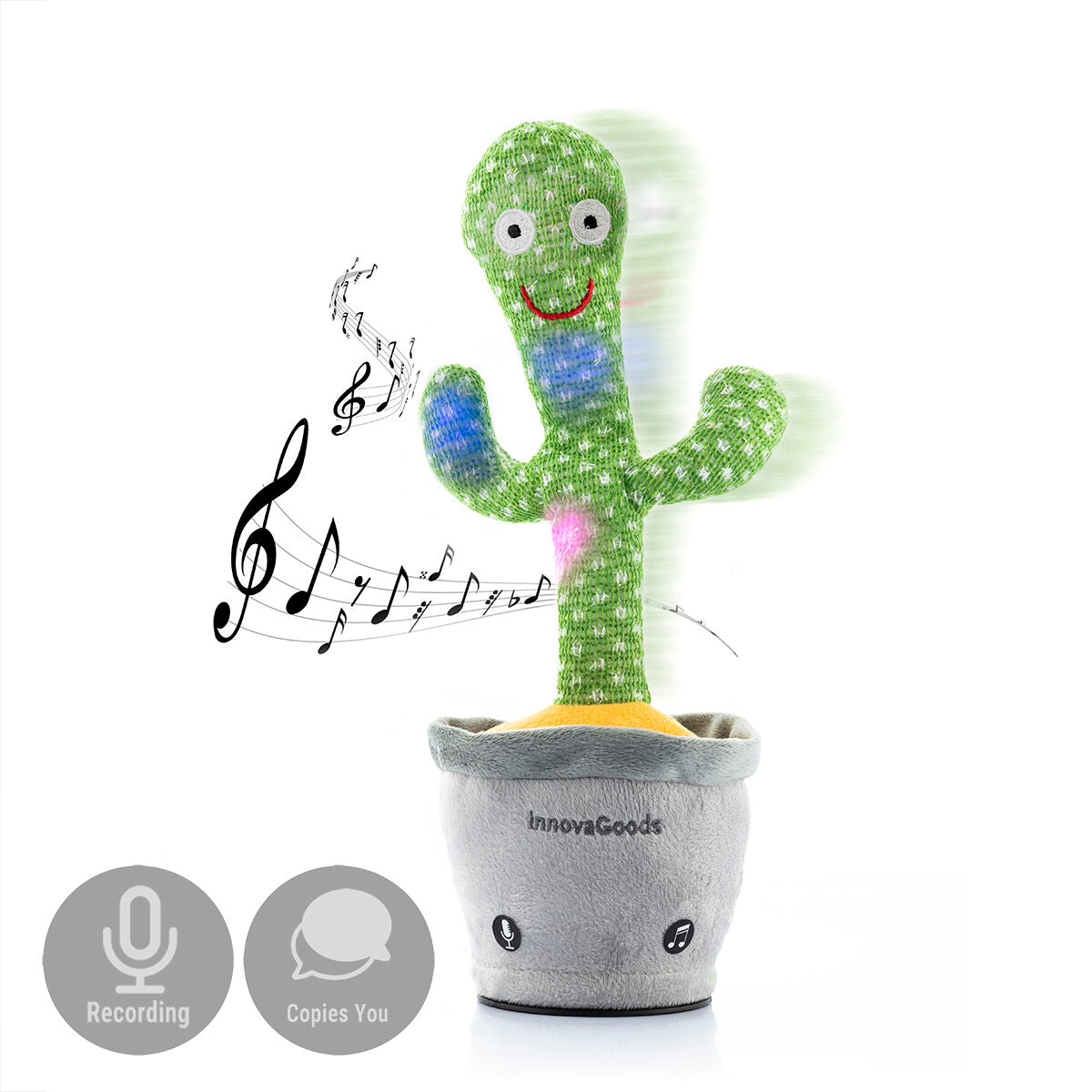 Innovagoods Cactus Dansant Et Parlant Rechargeable Avec Musique Et Led Multicolore Cacxi Innovagoods
